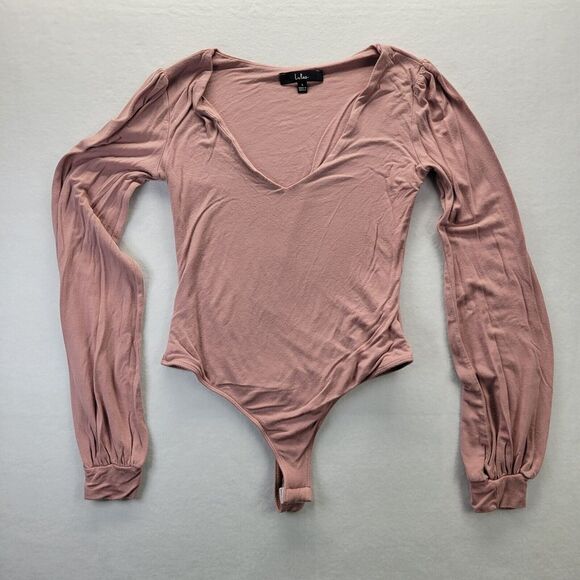Lulus Women's Bodysuit‎ S long sleeve Blush v neck - Picture 1 of 15